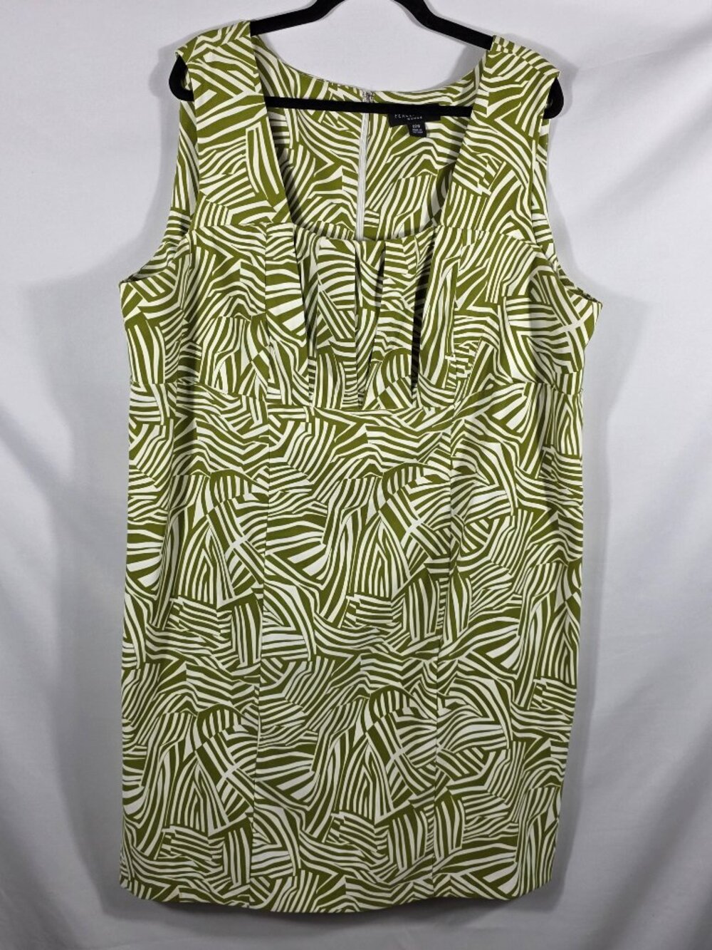 Perceptions Sleeveless Dress Women's Size 22W Green & White Zebra Print